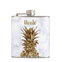 Stylish pretty girly gold & white marble pineapple
