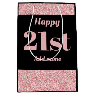 Stylish pretty personalised birthday gift bag 21st