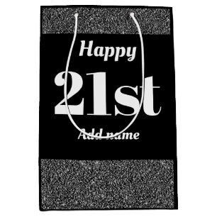 Stylish pretty personalised birthday gift bag 21st