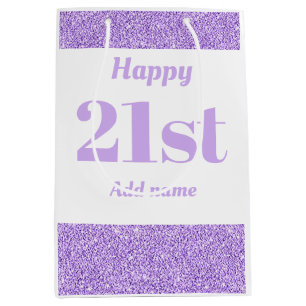 Stylish pretty personalised birthday gift bag 21st