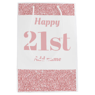Stylish pretty personalised birthday gift bag 21st