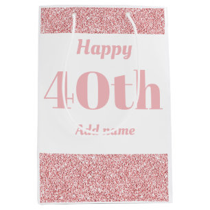 Stylish pretty personalised birthday gift bag 40th