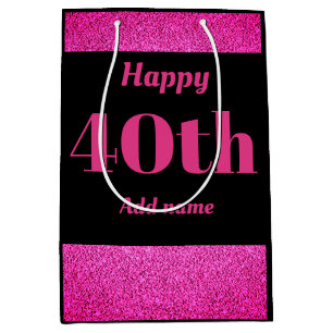 Stylish pretty personalised birthday gift bag 40th
