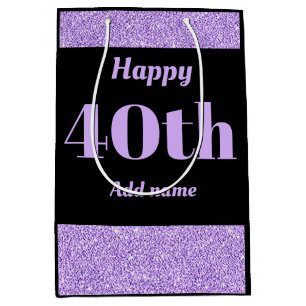 Stylish pretty personalised birthday gift bag 40th