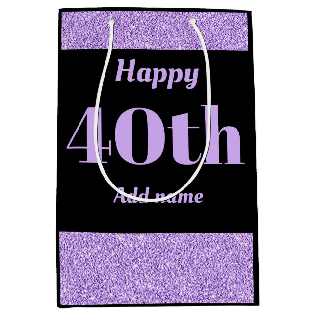 Stylish pretty personalised birthday gift bag 40th (Front)