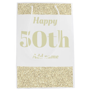 Stylish pretty personalised birthday gift bag 50th