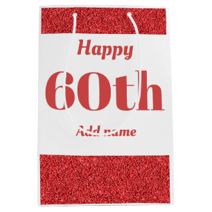 Stylish pretty personalised birthday gift bag 60th