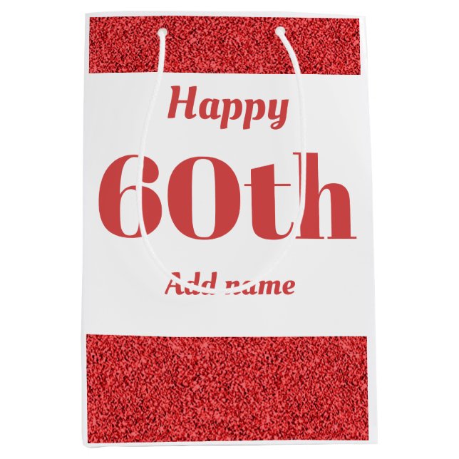 Stylish pretty personalised birthday gift bag 60th (Front)