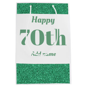 Stylish pretty personalised birthday gift bag 70th
