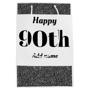 Stylish pretty personalised birthday gift bag 90th