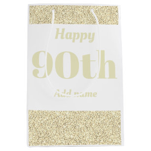 Stylish pretty personalised birthday gift bag 90th