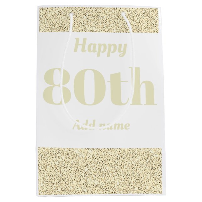 Stylish pretty personalized birthday gift bag 80th (Front)