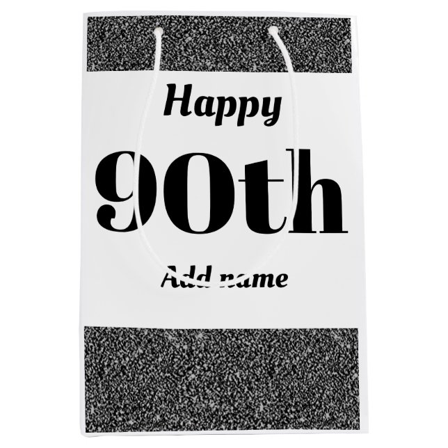 Stylish pretty personalized birthday gift bag 90th (Front)