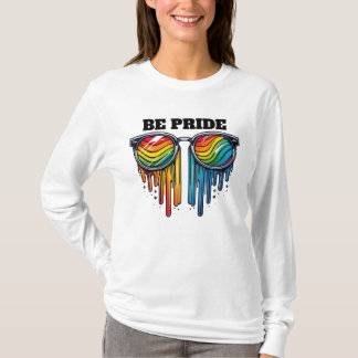 Stylish Pride Eyeglasses with LGBTQ+ Rainbow Colou T-Shirt