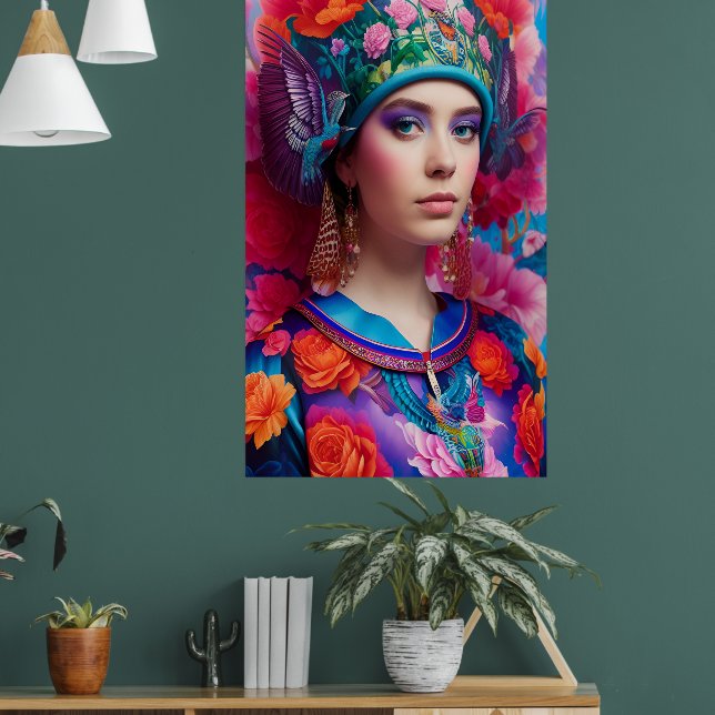 Stylish princess with floral hat poster (Living Room 1)