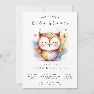 Stylish Printable Owl Baby Shower Invitation