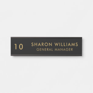 Stylish Professional Black Employee Name & Title Door Sign