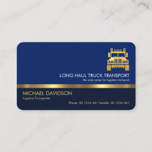 Stylish Professional Blue Layers Gold Line Truck Business Card