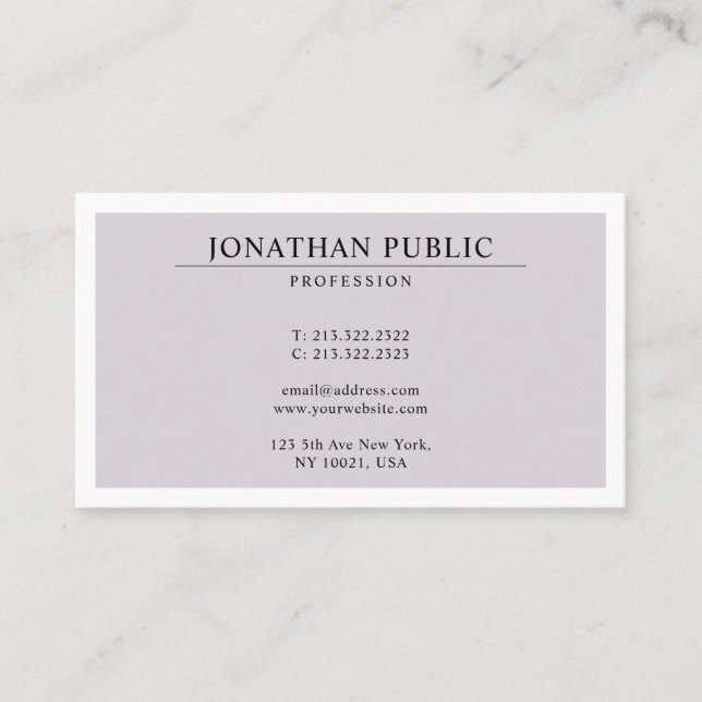 Stylish Professional Design Modern Minimal Plain Business Card (Front)
