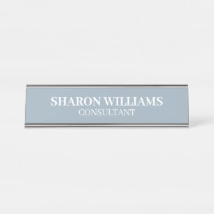 Stylish Professional Dusty Blue Minimalist Desk Name Plate