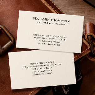 Stylish Professional Minimalist Typography Cream Business Card