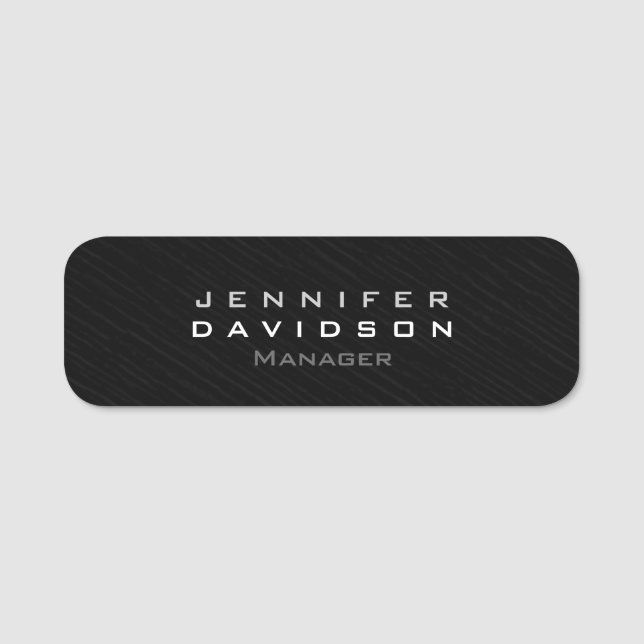 Stylish Professional Modern Dark Grey Name Tag (Front)