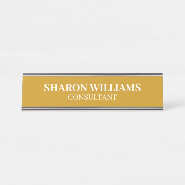 Stylish Professional Mustard Yellow Simple Desk Desk Name Plate (Front)