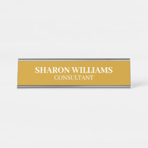 Stylish Professional Mustard Yellow Simple Desk Name Plate
