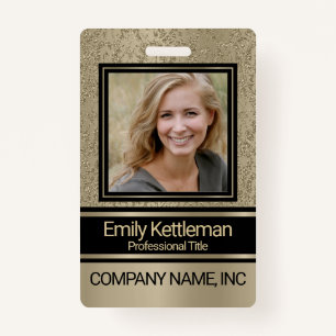 Stylish Professional Photo Badge - Gold ID Badge