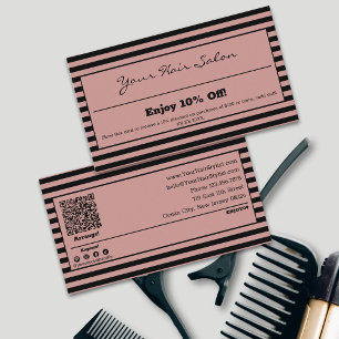 Stylish Professional Striped Hairstylist 10% Discount Card