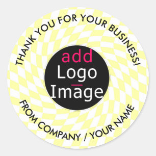 Stylish Professional Thank You Custom Chequered Classic Round Sticker