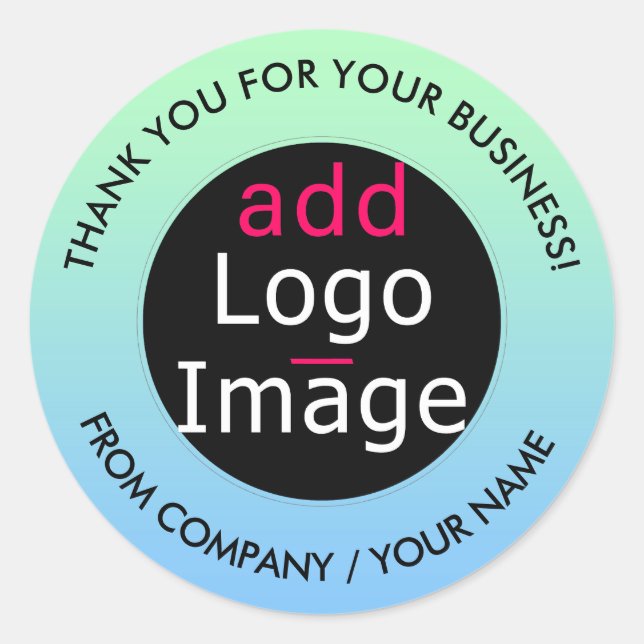 Stylish Professional Thank You Custom Gradient Classic Round Sticker (Front)