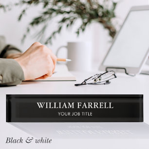 Stylish Professional Traditional Black White Nameplate
