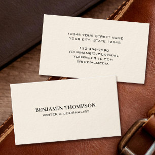 Stylish & Professional Typography Cream Black Business Card