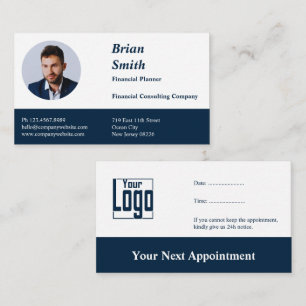 Stylish Professional White & Blue Appointment Card