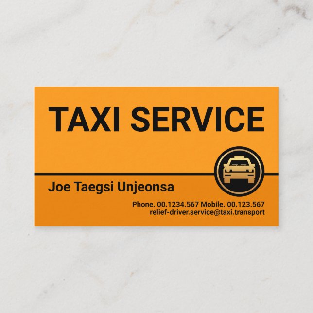 Stylish Professional Yellow Taxi Colours Business Card (Front)