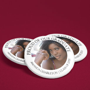 Stylish Proud Of Our Graduate Photo 6 Cm Round Badge