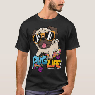 Stylish Pug on Skateboard Graphic Perfect for Outd T-Shirt
