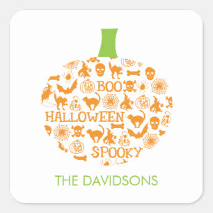 Stylish Pumpkin Halloween Gift Tag Stickers