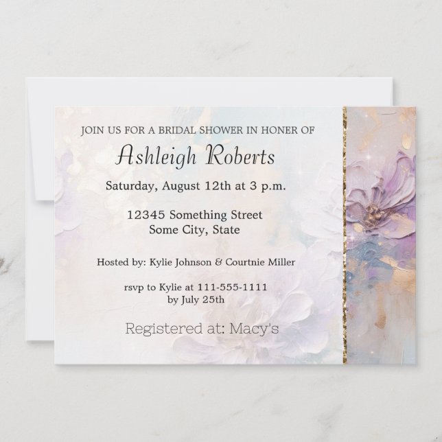 Stylish Puprle Floral Invitation (Front)