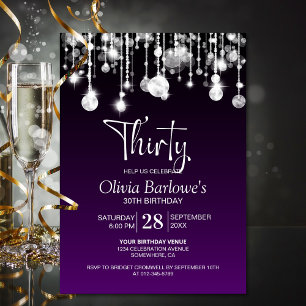 Stylish Purple 30th Birthday Party Invitation