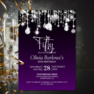 Stylish Purple 50th Birthday Party Invitation