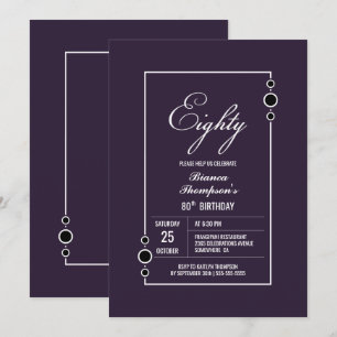 Stylish Purple 80th Birthday Party Invitation