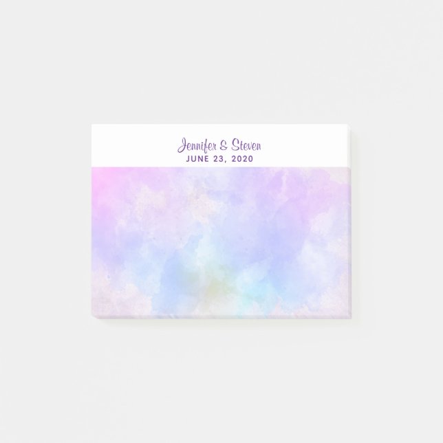 Stylish Purple Abstract Watercolor Wedding Post-it Notes (Front)