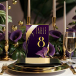 Stylish Purple and Gold Calla Lily  Table Number<br><div class="desc">Enhance your wedding décor with our elegant Purple Calla Lily Wedding Table Numbers. Featuring a deep purple background adorned with sophisticated purple calla lilies and luxurious gold accents, these table numbers are designed to add a touch of class and beauty to your special day. The modern yet elegant design ensures...</div>