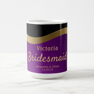 Stylish Purple and Gold Monogrammed Coffee Mug