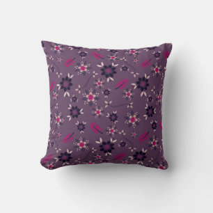 Stylish Purple And Hot Pink Floral Pattern Cushion