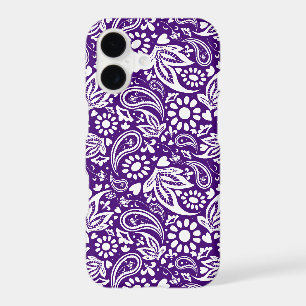Stylish Purple and White Boho Paisley Patterned
