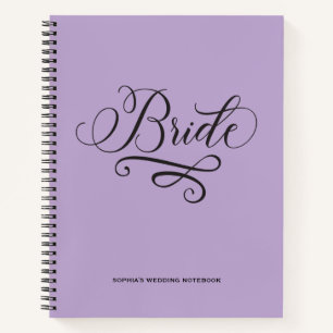 Stylish Purple Bride Notebook with Name