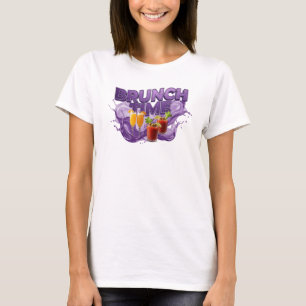 Stylish Purple BRUNCH TIME Artistic Motif T-Shirt
